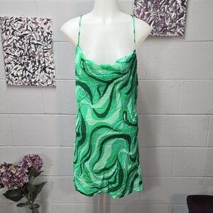 Zara Vibrant Green Camisole with Artistic Swirls